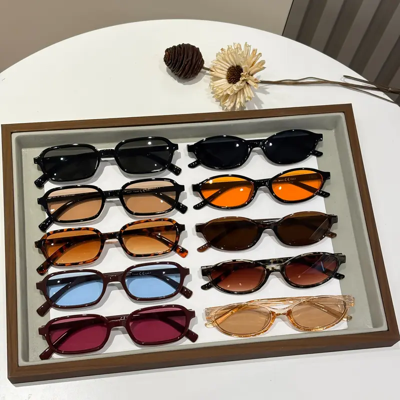 10 Pairs Fashion Multicolor Sunglasses Set, Cat Eye & Square Frame Styles, Versatile Portable Accessory, Ideal for Travel, Beach, Bar, Daily Use, Trendy Shades