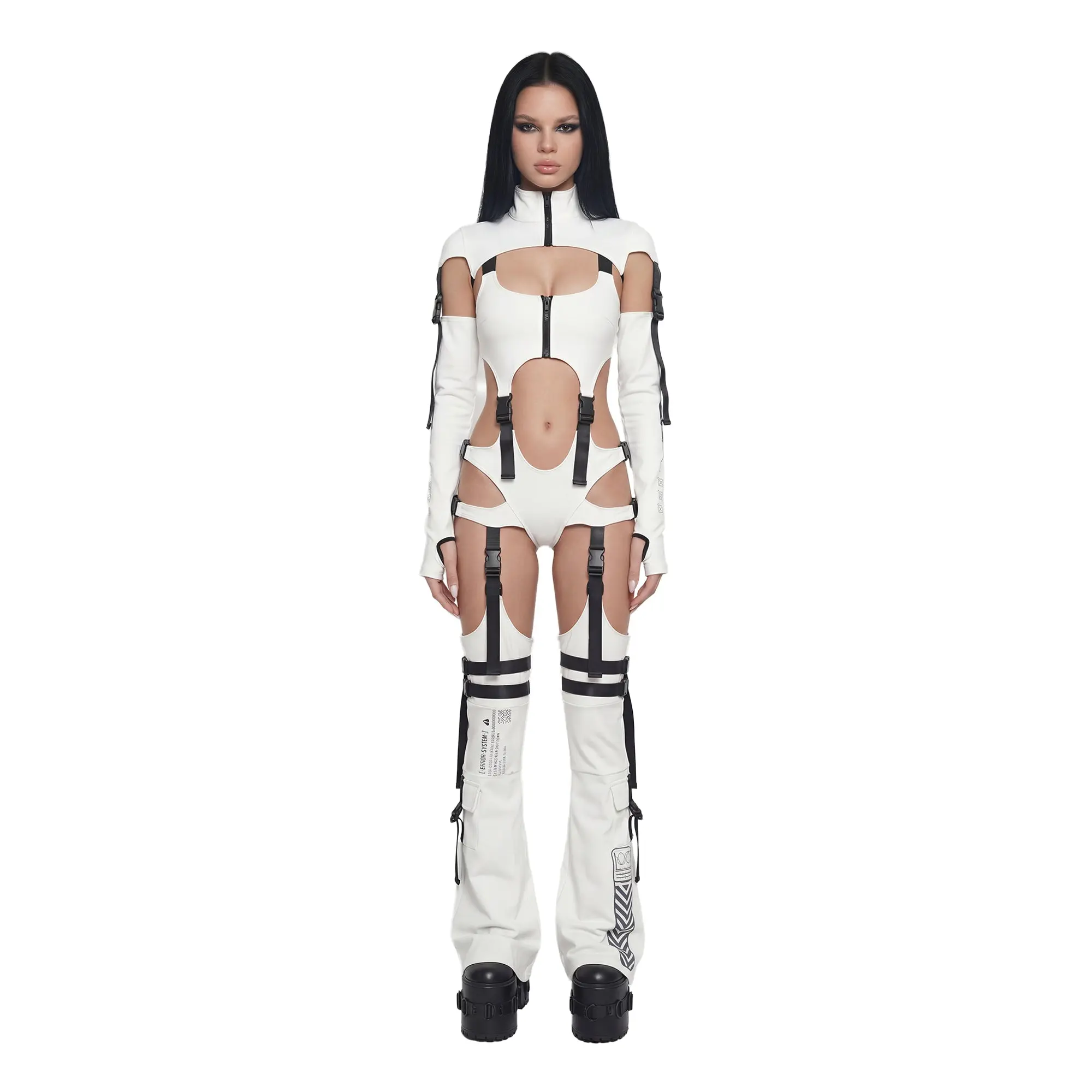 Digital Lands Bodysuit And Leg Warmers Set - White