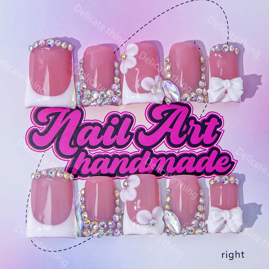 Delicate thing Y2K Duckbill Nails, Handmade Nail Art Set, Nail Art Design, French Nail Art, Nail Art Kits, Nail Art Supplies, Includes Glue & Files, Perfect Gift for Women, Available in XS-S-M-L Sizes
