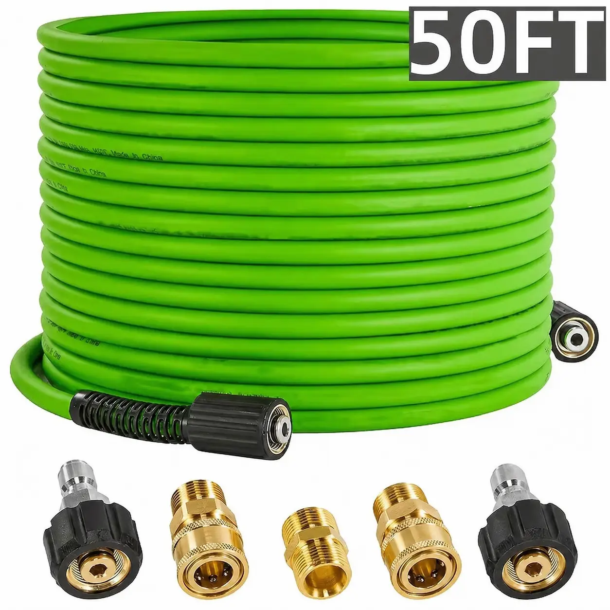50 FT Pressure Washer Hose, 3600 PSI Flexible Kink-Resistant Power Washer Hose Extension with 1/4-Inch Quick Connect