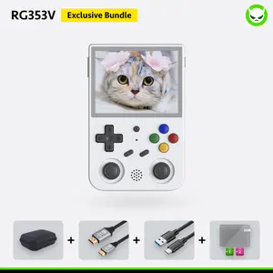 Anbernic RG353V Game Console【Buy 1 Get 1 HDMI 4K Cable+1 Fancy Case+1 Screen Protector+1 Type-C Cable 】3.5-Inch Touch Screen 640*480 Dual OS Android 11 Linux System 5G WiFi 4.2 Bluetooth Ready to Play Gifts Package