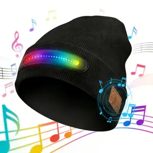 Bluetooth LED Light Cap, Unisex USB Rechargeable Cordless Headphones, Unique Christmas Birthday Gifts for Men Husband Teen warm beany Knit Balaclava Outdoor Activities skull cap cycling Spider Web sport lightweight sweat