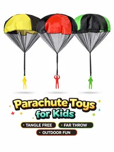 Kids Parachute Toy Set (3 Pack) – Tangle Free Throwing Parachute Toys for Boys & Girls | Outdoor Fun Game, Slow Falling Skydiver Toy Gift