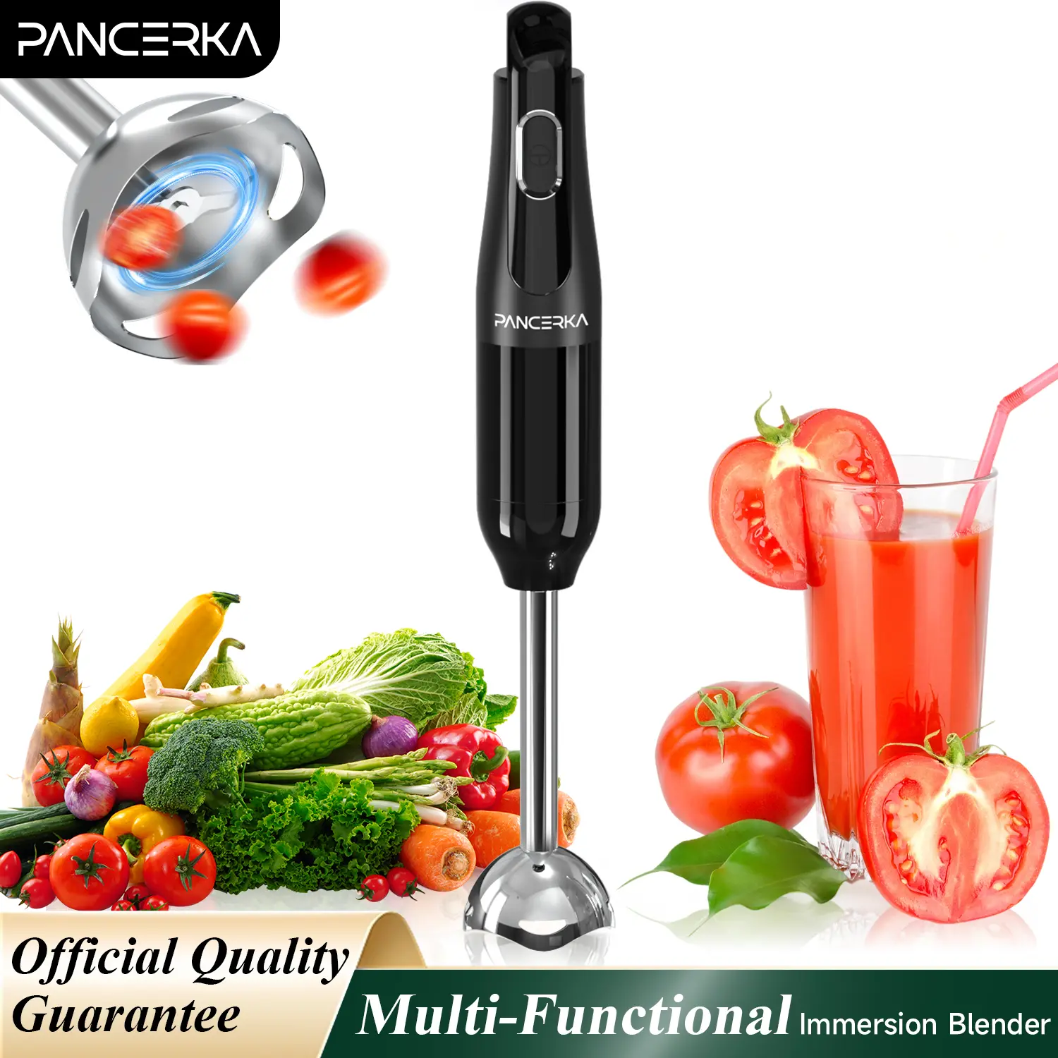 PANCERKA Immersion Hand Blender — Portable Electric Stick Blender powered by a robust 800W motor, featuring 2-speed settings and stainless steel blades, helping you effortlessly prepare soups, smoothies, purees, or baby food tiktokshopbacktoschool