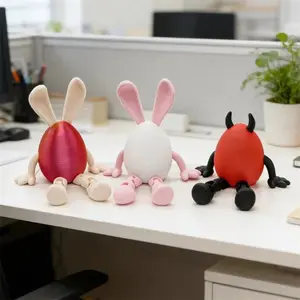 3D Printed Movable Bunny Egg Figurine Cute Easter Rabbit Model Toy Home Table Decor Centerpiece Gift For Kids Teens Couples Gift Valentine's Day Present