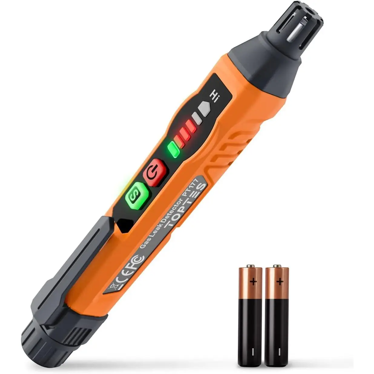 Gas Detector,  PT177 Gas Leak Detector with Audible & Visual , Portable Gas Sniffer to Locate Combustible Leak Sources Like ,  for Home (Includes  x2)-Orange