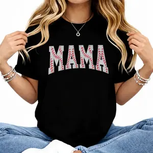 Women's Cotton Crew Neck Short-Sleeve T-Shirt - Casual Soft Digital Print Lady Top, Ideal for Baseball Mamas, Cozy Day Wear Gift summerwins