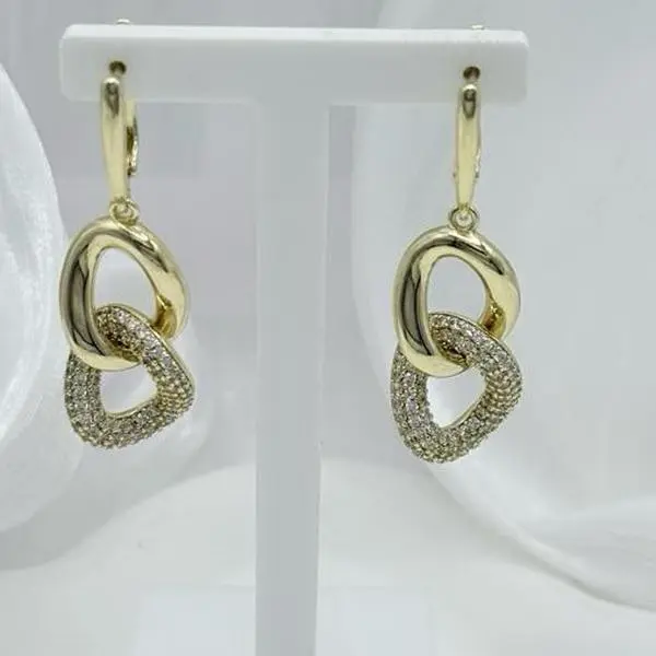 #1434 Gold-Plated 14k Paper Clip Earrings, High-Quality, Water-Resistant