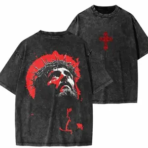 T-Shirt "The Red Passion - Crown of Thorns" - Premium Christian Streetwear, 100% 230gsm Cotton, Gothic/High Contrast Style, Unisex. MP7YE1 CX5574