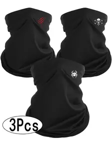 3Pcs Printed Men's Balaclava Mask, Protective Windproof Dust-Proof Neck Gaiter, Breathable Opening Design, Multiple Styles Available, Outdoor Dustproof Mask
