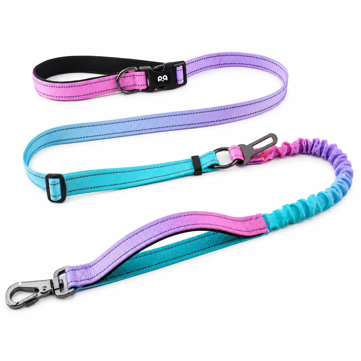 6-in-1 Hands Free Dog Leash with Waist Belt, 5.4–7.0 ft Adjustable Reflective Bungee Leash with Padded Handles, 360° Rotating Locking Clip & Built-in Car Seat Buckle for Medium Large Dogs (Argyle Design)