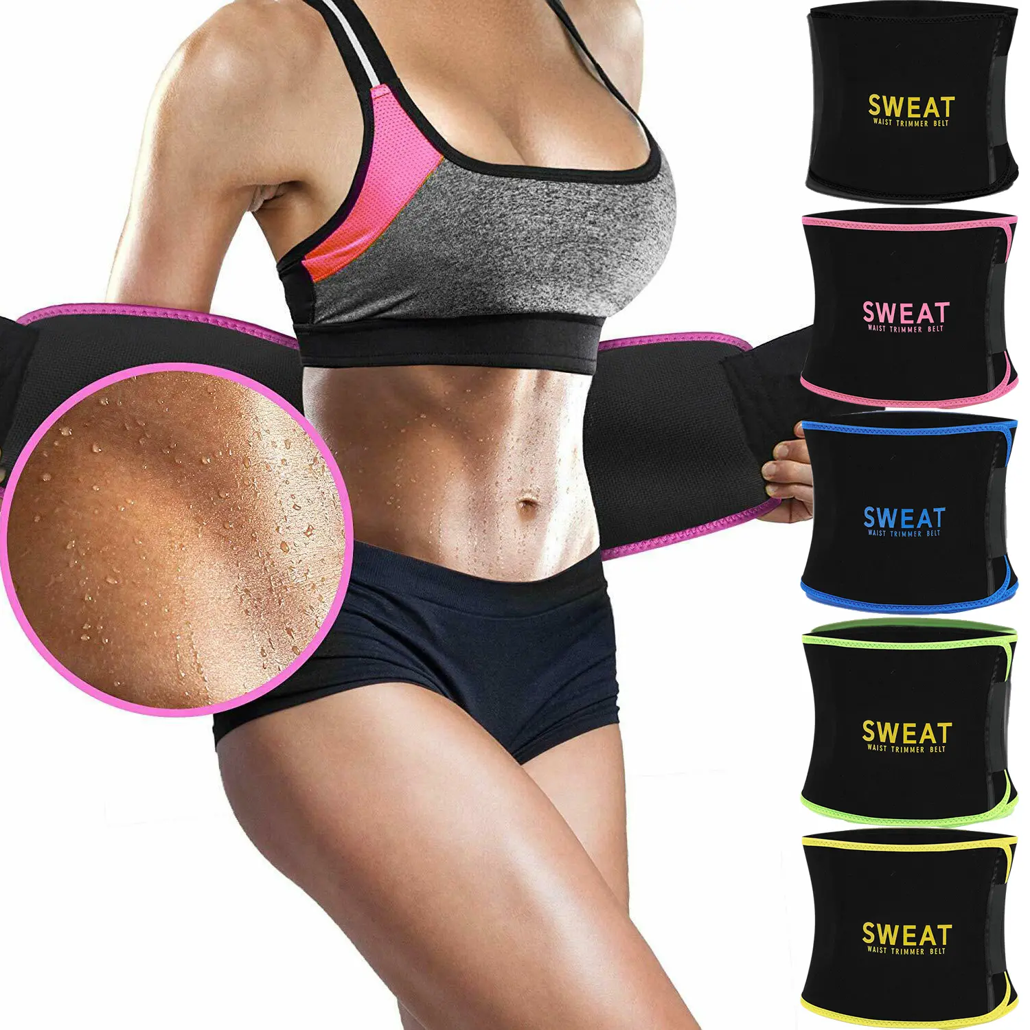 Women Waist Trainer Sauna Sweat Belt Adjustable Waist Trimmer Stomach Wrap Workout & Fitness