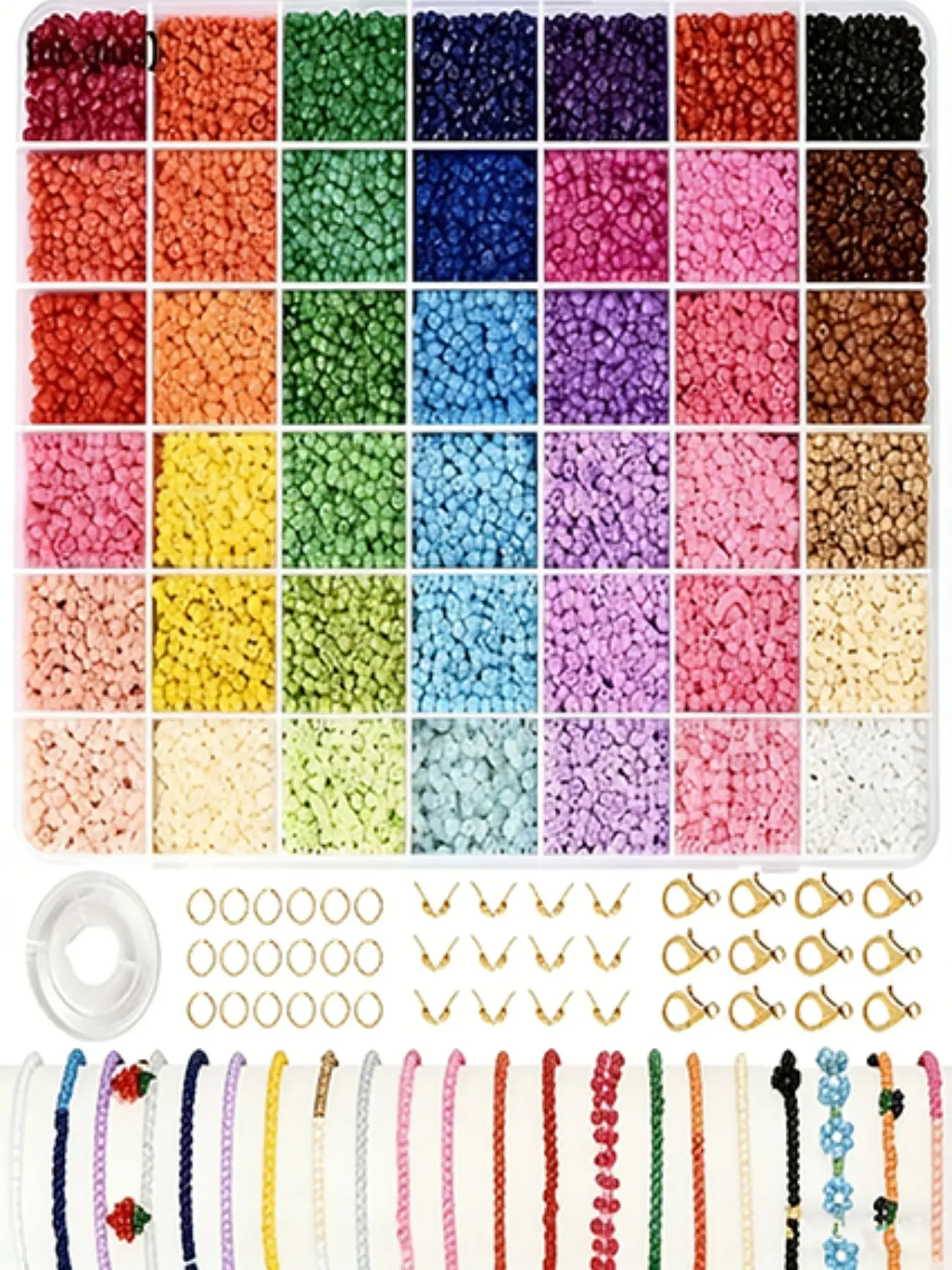 42 Colors 2-3mm 23000pcs Glass Seed Beads for Bracelet Making, Friendship Bracelet Kit, Jewelry Making Supplies, Keychain Charms, DIY with Charms, Bead Kits