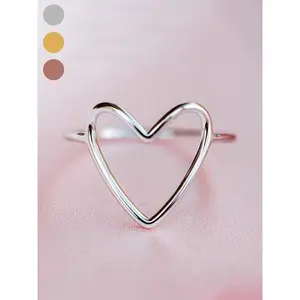 Heart Design Ring, Fashion Accessories for Women & Girls, Trendy All-match & Exquisite Jewelry for Birthday Gift Adjustable Ring Dainty Stacking Rings Engraved Ring Cuff Ring Adjustable Ring