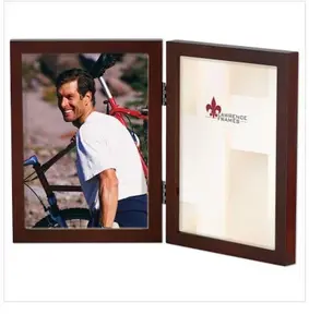 212 MAIN 4x6 Hinged Double Walnut Wooden Photo Frame - Gallery Collection with Gallery Look, Tabletop/Wall Decor, Wall-Mounting Option for Baby Spaces
