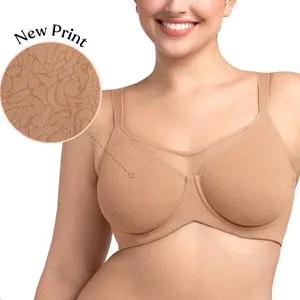 HSIA Cool Cardi Comfort Floral Print Bra Plus Size Underwire Smoothing No Padding  Wide Strap Full Coverage Unlined Minimizer T-shirt Bra