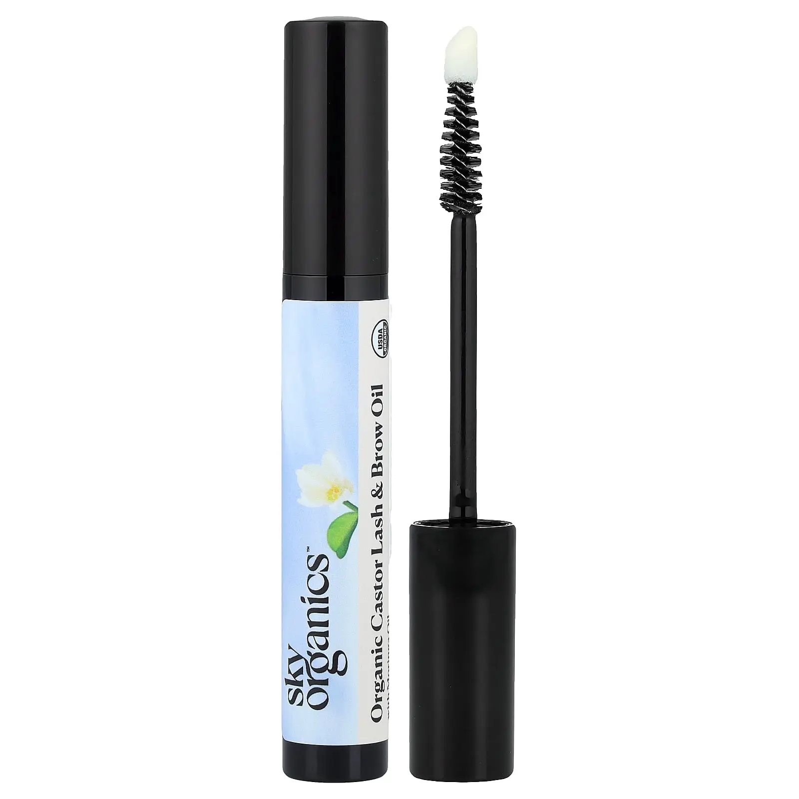 Sky Organics Organic Castor Lash & Brow Oil, With Moringa Oil, 0.4 fl oz (12 ml)
