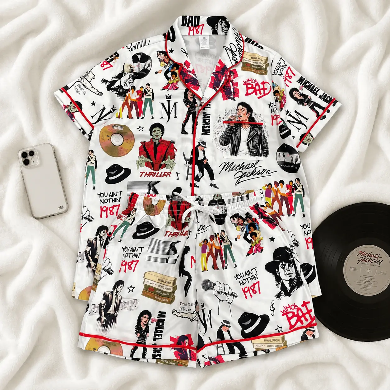 M.Jackson Iconic Pajama, Thriller Happy Halloween Pajamas Set, Nightwear Pajamas