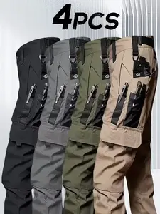 4 Pack Tactical Pants for Men , Ripstop Work Pants for Men, Lightweight Hiking Cargo Pants, Outdoor Apparel, Suitable for Outdoor Sports, Training, Camping And Construction Personnel, Gift for Summer