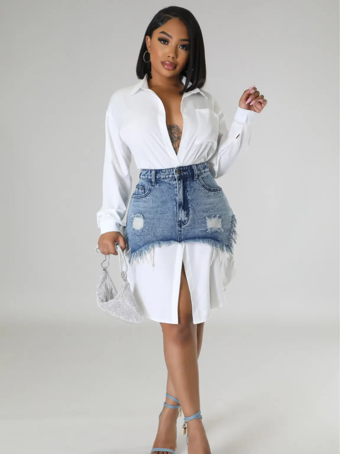 Denim Waist Shirt Dress 