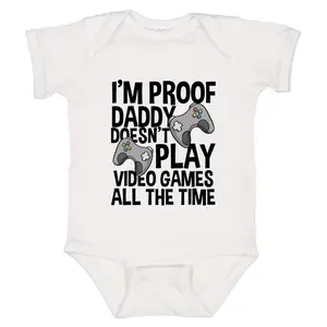 [Lunicora] I'm Proof Daddy Doesn't Play Video Games All The Time Baby Onesie, Funny Baby Bodysuit, Sarcastic Novelty Baby Onesie, Funny Infant Onesie