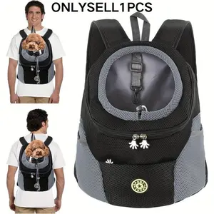 Breathable Mesh Dog Backpack, Adjustable Shoulder Strap & Safety Belt & Side Bag, Comfortable Pet Travel Bag, Outdoor Animal Carrier, Suitable for Small Dogs & Cats