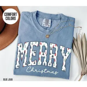 Merry Christmas Shirt for Women Merry Christmas Tshirt Trendy Christmas T Shirt Cute Winter T-shirt Holiday Top Oversized Tee
