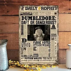 Aluminum Vintage Daily Prophet Sign Wall Decor for Harry Potter Outdoor Garden Patio Pub Bar Home Decoration Weather Resistant