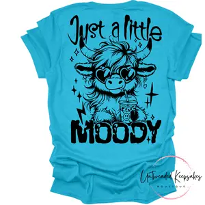 Just a Little Moody Highland Cow Graphic T-Shirt