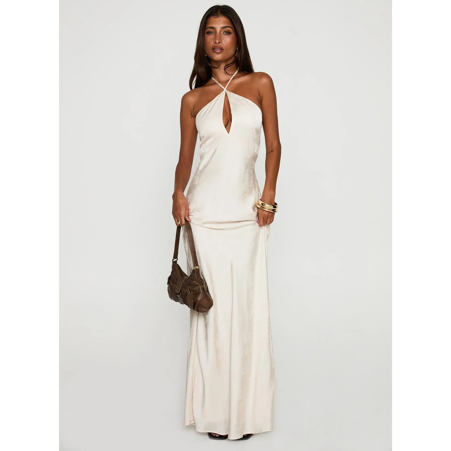 Limosina Halter Maxi Dress Champagne