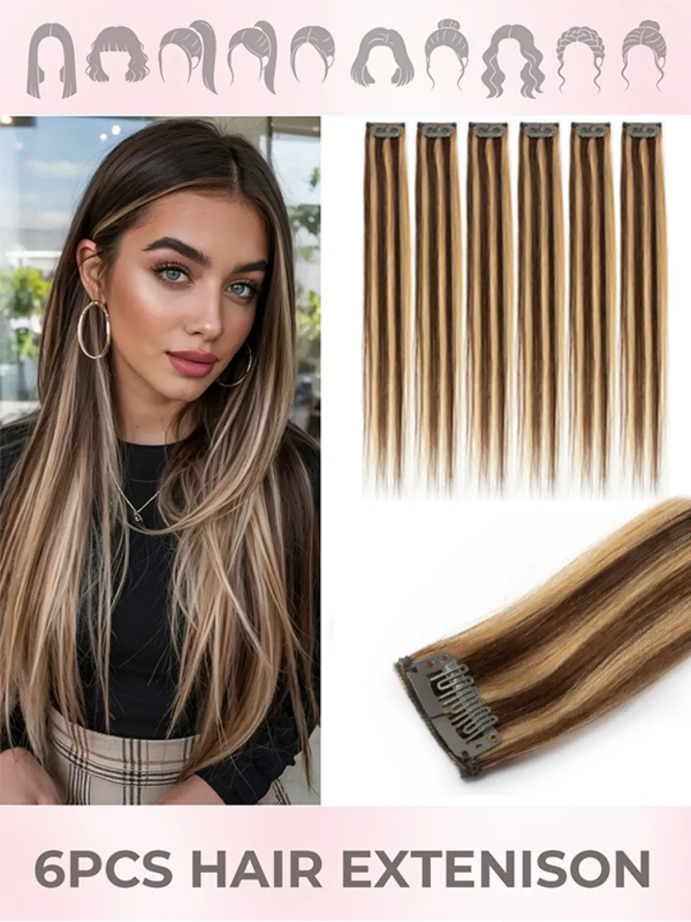 6pcs Mini Glueless Clip in Human Hair Pad 1clip on Machine Weft Hair Extensions Human Hair Natural Straight Clip Hair Pieces for Women Adding Hair Volime Hairpieces