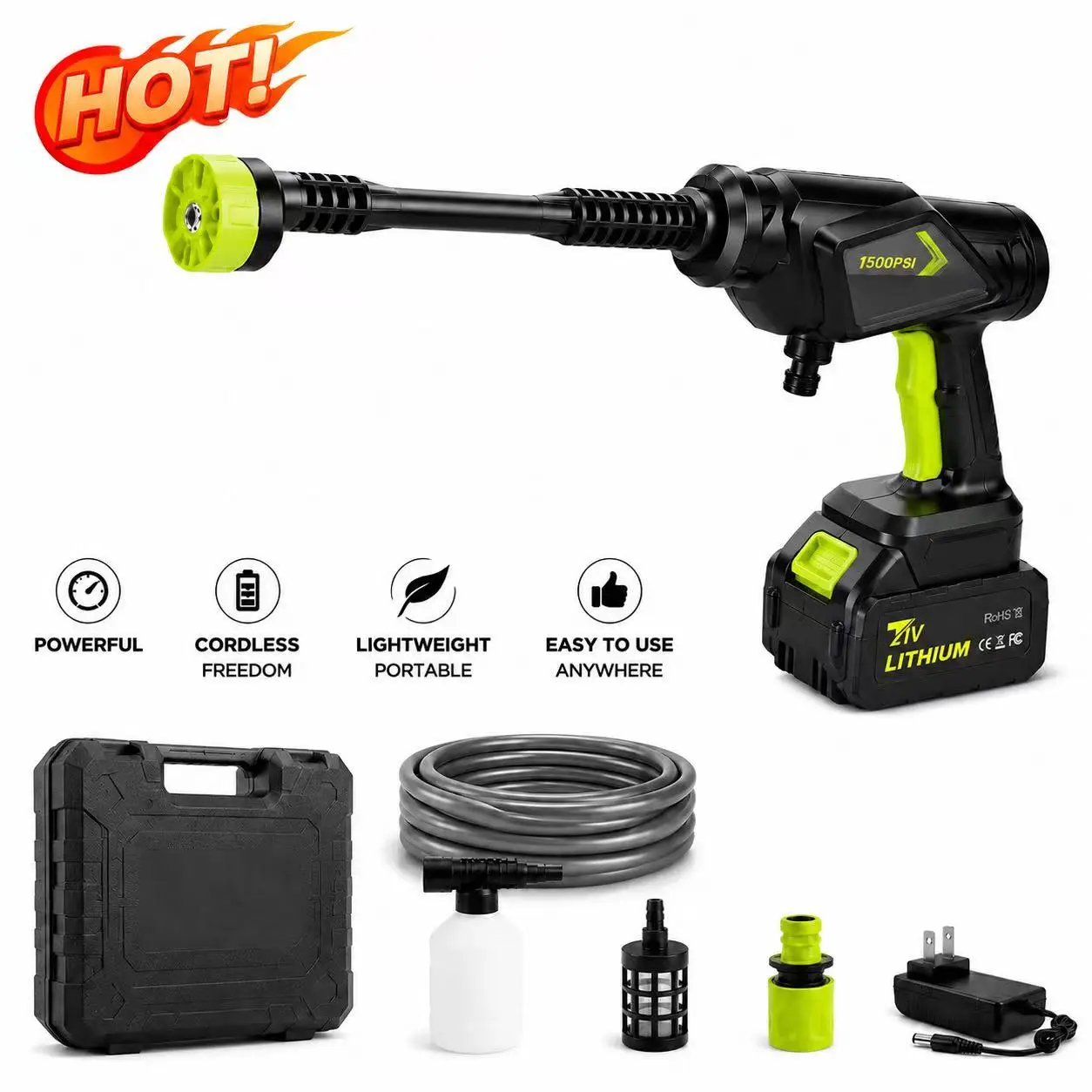 Pressure Washer,  High Pressure, Portable Cordless Car Washing Machine Electric Power Cleaner for Car Driveway Home Patio