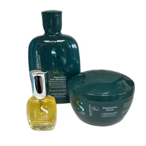 Alfaparf Reparative Shampoo Mask & Hair Oil Set for Damaged Hair Construction Vaced Hair Sulfate-Free Formula
