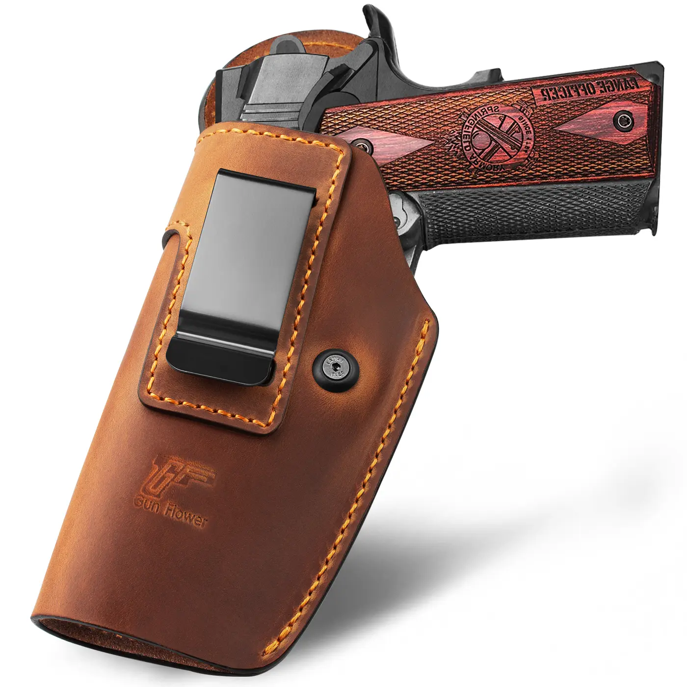 Premium 100% Full-Grain Leather IWB Holster for 1911 Pistols - Fits 4",4.25",5" Barrels, Most 1911s - Adjustable Retention, Soft Breathable Microfiber Backing, Beeswax-Polished Edges, Refined Stitching, Reinforced Mouth, Wide Compatibility, All-Day Carry,