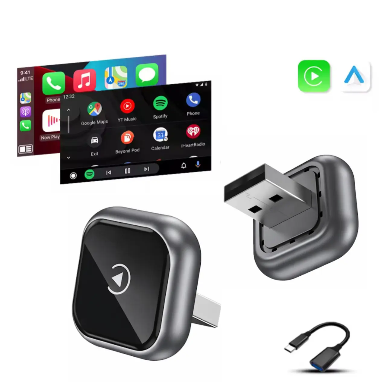 2026 Wireless CarPlay Adapter for iPhone/Android & Ford Transit Connect, Auto Accessories, Fast Connection, No Latency, Hands-Free Call, Electronic Charger Dongle Converter