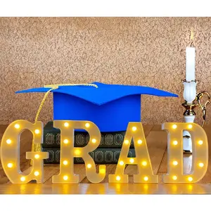 4 LED Marquee Letter Lights GRAD Sign, Light up Letter Numbers for 2026 Graduation Party Decorations and Supplies