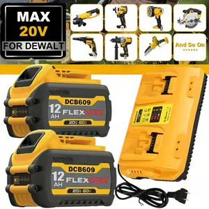2Pack For DeWalt 20V 20 Volt Max 12.0AH Lithium Battery DCB690 and Dual Charger