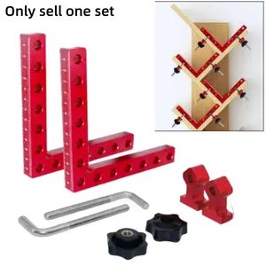 3-piece set of woodworking right angle fixtures, 140mm 90 ° positioning blocks, aluminum alloy right angle positioning ruler, precision angle fixing tool, right angle clamp combination tool, used for cabinet making, furniture, Diy wood projects Hardware