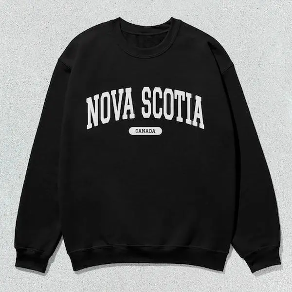 Unisex Nova Scotia Collegiate Crewneck Sweatshirt - Men's Tops, Casual Long Sleeve Round Neck Canada Sweatshirt