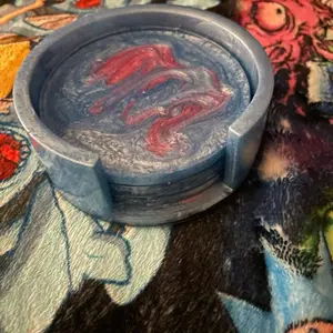 Blue Splash Epoxy Resin Coasters Set - Durable Tableware for Home and Office Use