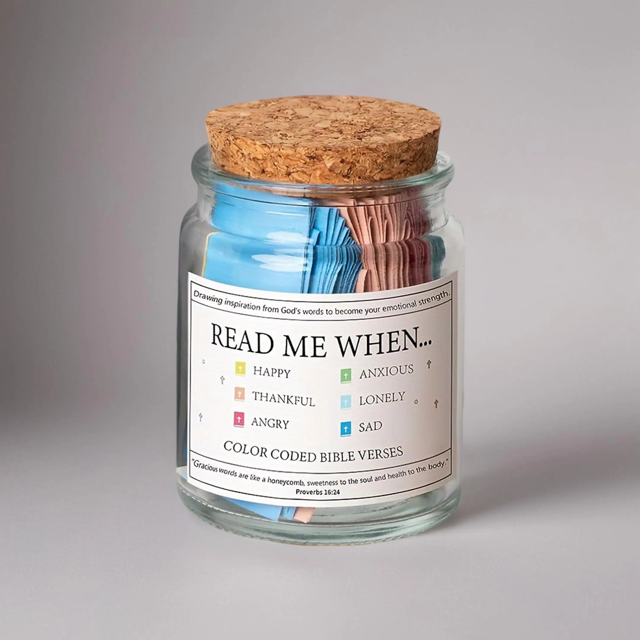 Religious Bible Verse Jar, 1 Set Glass Scripture Prayer Jar, Room Decor, Bedroom Decor, Summer Express Emotions and Feelings Gift Bottles for Church H