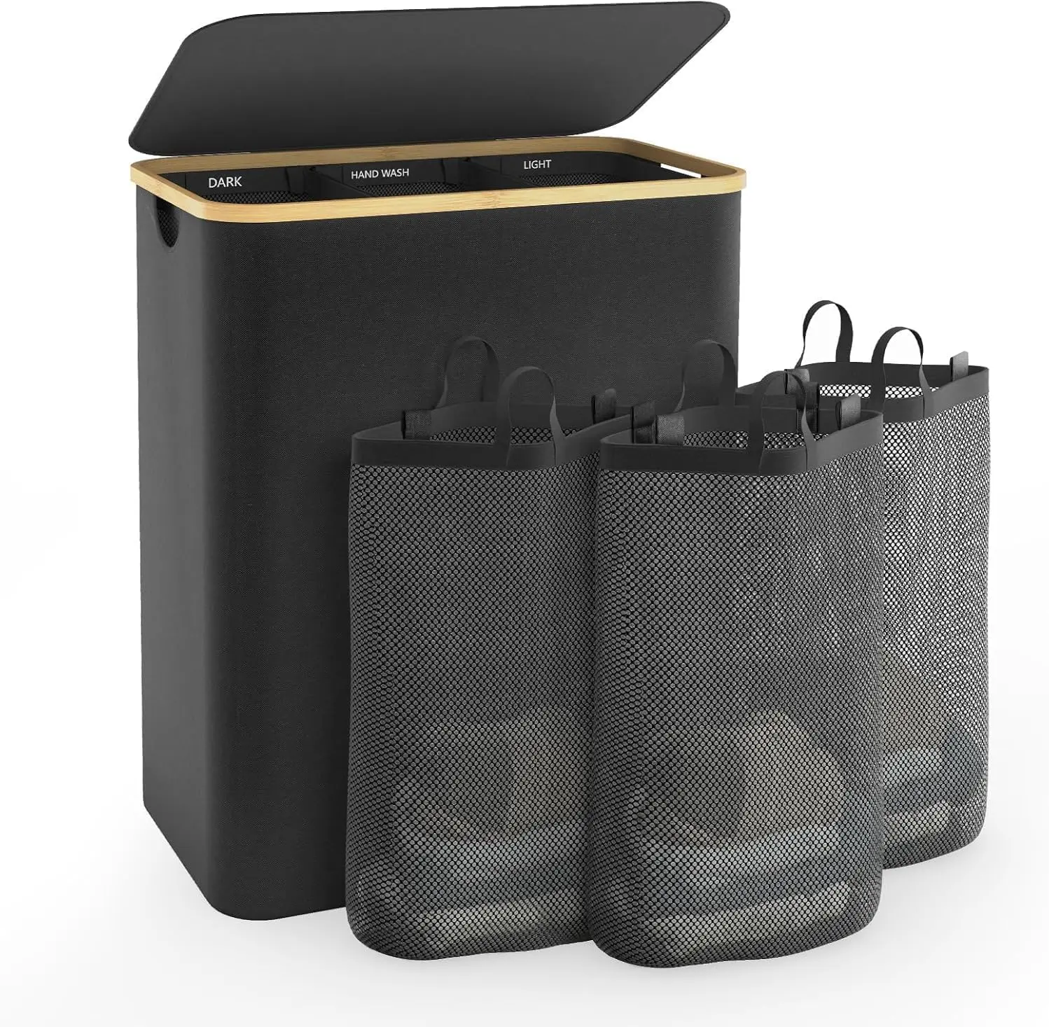 Hampers for Laundry Basket with Lid, 160L Extra Large Laundry Hamper 3 Section Dirty Clothes Hampers for Laundry Divided Laundry Basket Organizer for Bedroom,Laundry Room, Dirty Clothing Hamper, Beige