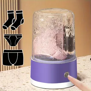 Portable Compact Mini Washing Machine, USB Charging, Turbine Rotation Cleaner for Underwear & Socks, Home & Apartment Use, Travel Laundry Solution