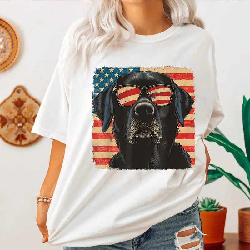 [100% Cotton] USA Patriot 4Th Of July Labrador Retriever Dog Women Men T-Shirt, 4Th Of July Dog Shirt, Patriotic Labrador Tee, American Flag Dog Shirt, USA Dog Lover Gift, Dog Shirt, Memorial Day Shirt, Independence Day T-Shirt For Men And Women