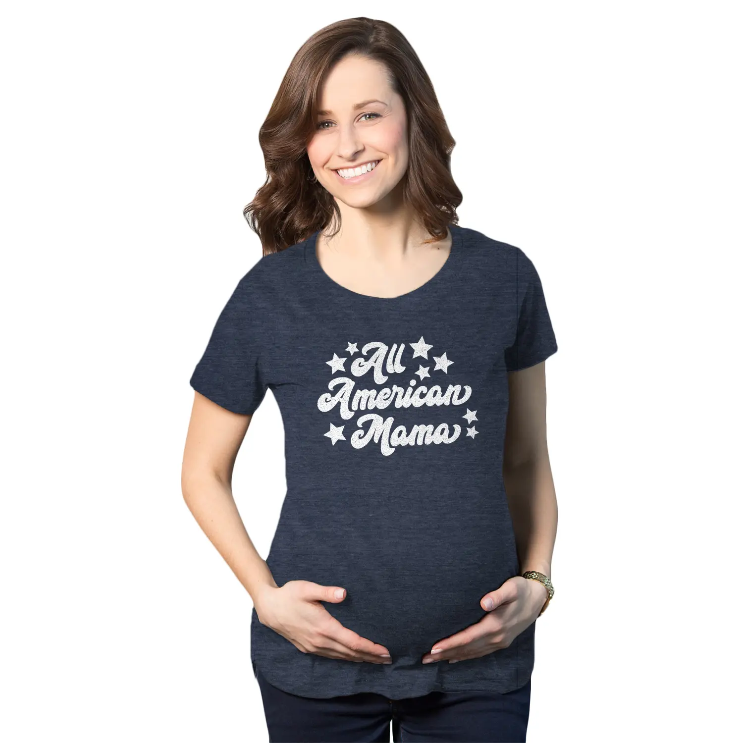 Maternity All American Mama T Shirt Cute 4th Of July Pregnancy Tee Funny Graphic Maternity Tee Cute Pregnancy Tees With Plus Sizes Pregnant Patriotic Maternity Wear Funny Political Short Sleeve Maternity Shirts Navy