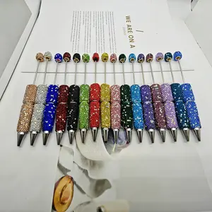 12pcs Random Color Creative Full Drill Ab Diamond DIY Beaded Pens, DIY Beading, Creative Design Atom Pen, Handmade Decoration Sparkle Writing Pen, Glitter ballpoint pen, Unique pens, Aesthetic pens