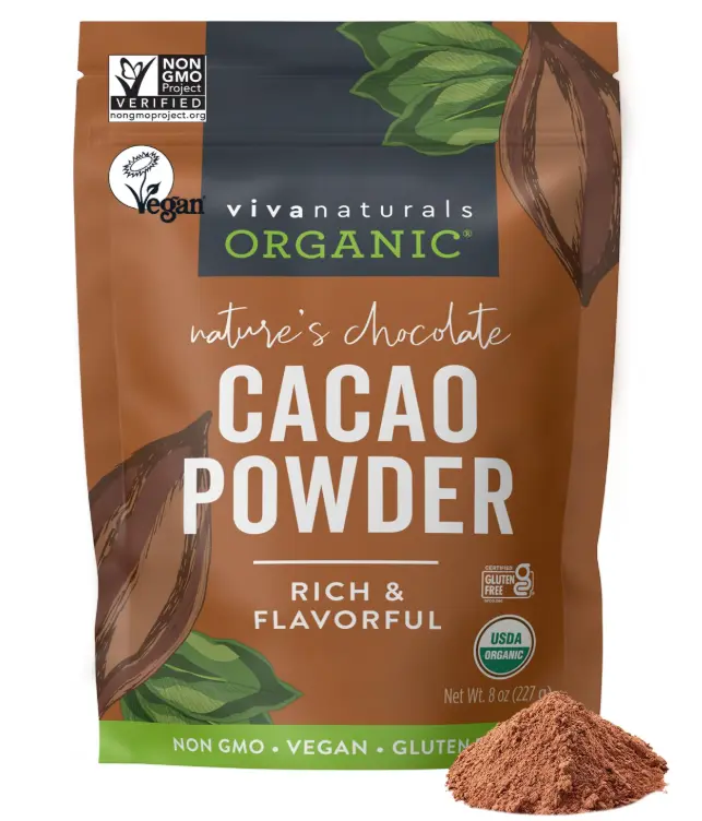 Organic Cacao Powder, Unsweetened, 8 oz (227 g) – Rich Dark Chocolate Flavor, Perfect for Baking, Smoothies & Hot Chocolate – Vegan, Keto, Paleo, Non-GMO & Gluten-Free Cocoa Powder