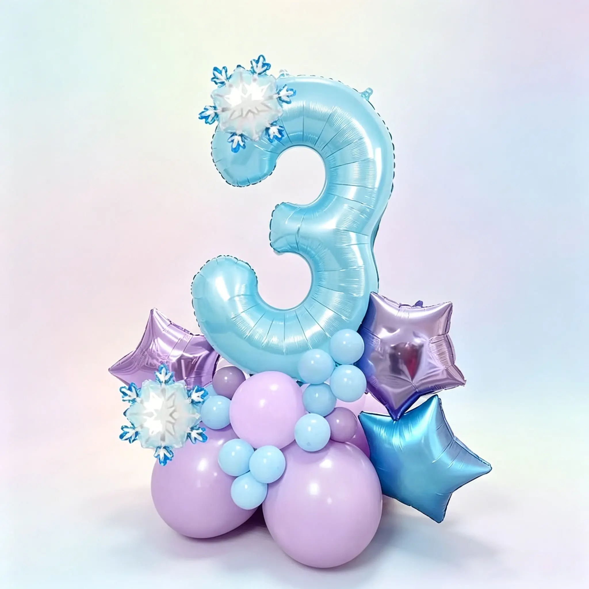 29-Piece Snowflake Theme Birthday Balloon Set, Includes 32-Inch Baby Blue Number Mylar, Mini Snowflake, Star Balloons, Perfect for Parties
