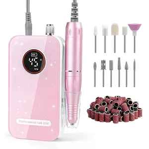 CESTVEEL Professional High-RPM Electric Nail Drill Kit Set, 45000RPM Portable Rechargeable Filer with 11 Multi-Bits, 50 Sanding Bands, Low-Noise Tool for Acrylic Gel Nails, Salon/Home Use, Nails Kit Set