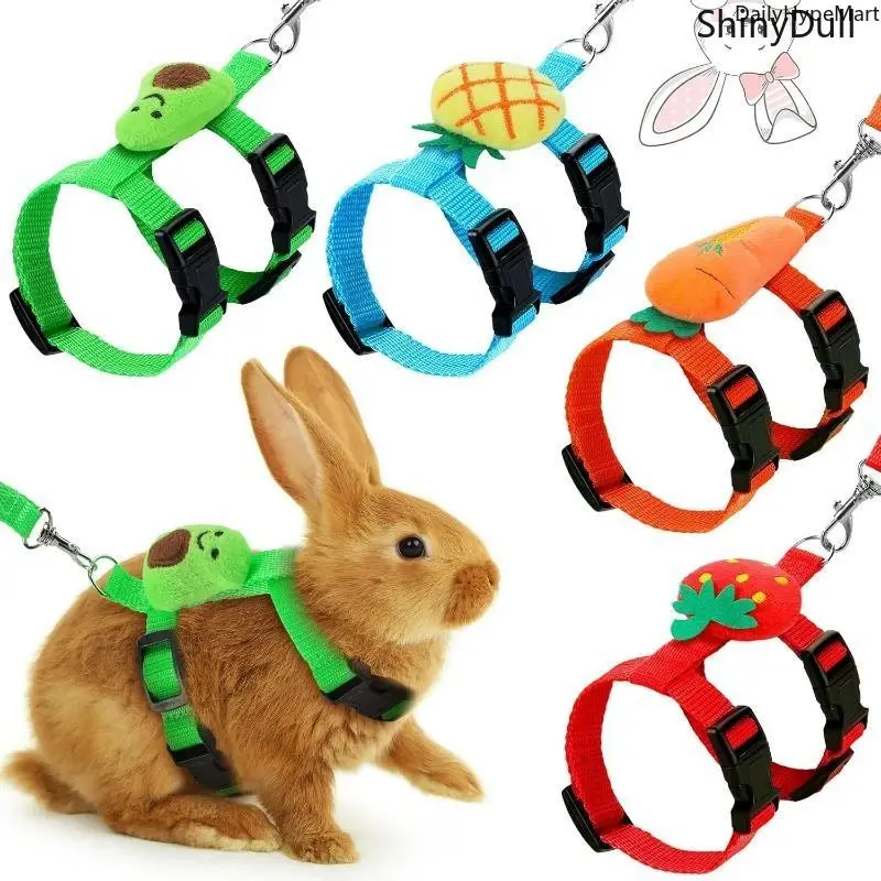 4-Pack Adjustable Bunny Harness and Leash Set, Fashion Vest Accessory for Small Pets (Bunny Rabbits), Harnesses, Carrot, Funky, Unisex
